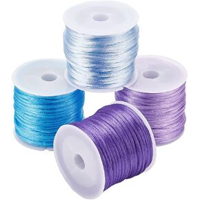 PH PandaHall 2mm Nylon String 40 Yards Rattail Satin Cords Tail Cord Bracelet String Thread Chinese Knotting Cord for Braid Hair Jewelry Making Crafting Christmas Tree Ornament