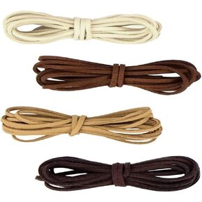 4 Pieces 2mm Wide Faux Leather Cord Flat Leather Rope Cord Faux Leather String Flat Craft Velvet Leather Cord for Jewelry Bracelet Necklace Making Hand Crafts DIY Crafts, Total Length 8m