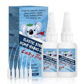 2Psc 50g Professional Bracelet Elastic String Knot Fixing Drip, Clear Bracelet Glue, Keep Stretchy Bracelet String Stay Perfectly Tied for Clay Beads, DIY Craft Jewelry Making Kit