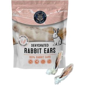 Dehydrated Rabbit Ears for Dogs & Cats - Furry Rabbit Ear Dog Treats - Whole Rabbit Ears with Fur for Dogs Chew - Rawhide Alternative - 100% Single Ingredient Healthy Rabbit Ears for Dogs (Pack of 6)