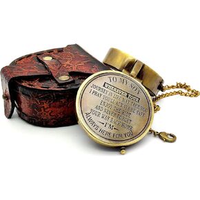 5MOONSUN5's Engraved Brass Compass Gift to My Son/Nautical Gift for Son from Dad/Gift to Son from Mom/Gift for Son,Father Son Gift,Mother Son Gift,Love Mom,Son from Mom, Love Dad/with Leather Case