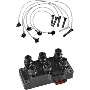 ENA Set of 1 Ignition Coil Pack and Wire Set Compatible with Ford Mazda Explorer Mustang Ranger B4000 2001 2002 2003 2004 2005 2006 2007 2008 2009 2010 2011 4.0L V6 Replacement for FD480 FD490 26686