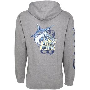 Fishing Hooded Cotton Blended Sweatshirt Fishing, Boating, Tailgating and more - Whiskey Gunmetal Heather, Size: X-Large