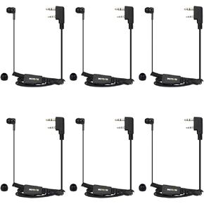 Retevis in-Ear Two Way Radio Earpiece with Mic RT22 RT21 H-777 RT68 H-777S RB89, Compatible with Baofeng BF-888S pxton SAMCOM Two-Way Radio,Coil Tube, 2 Pin Walkie Talkie Earpiece(6 Pack)