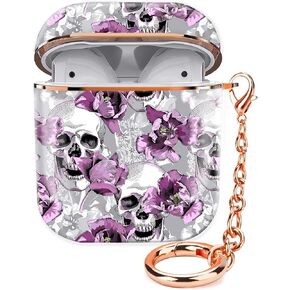 ZEKICE Airpod 1&2 Case Cute Airpod 2nd 1st Generation Cover Protective Shockproof Hard Cover Shell with Rose Gold Keychain Buds Case for Girl Women Men (Boho Forest Mushroom)
