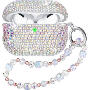 Compatible with AirPods Pro 1st Generation Case Bling Crystal Glitter Rhinestone Cute Case for AirPods Pro with Shining Diamond Keychain Wristlet
