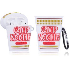 Besoar Cup Noodles for Airpod 1/2 Case, Cartoon Cute Fashion Cool Soft Silicone 3D Design Cover for Airpods, Food Unique Stylish Kawaii Funny Fun Trendy Shell Girls Women Girly Boys Cases Air Pods 2&1