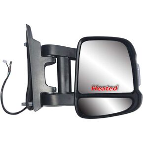 Replacement Extension Long Arm Passenger Right Side Mirror Manual Folding Electric Heated Glass with Signal Light Fit RAM Promaster 1500 2500 3500 From 2014 to Onward
