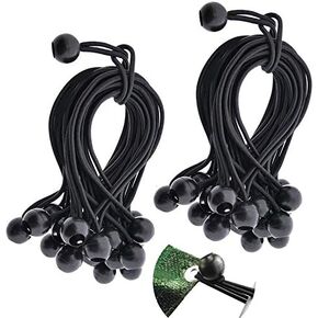 9 inch Ball Bungee, Eau 50 Pack Tarp & Canopy Shock Cords, Tarp Tie Down Straps for Projector Screen, Soccer Goals, Tarp, Childproofing, Canopy, Motor Homes, Camping