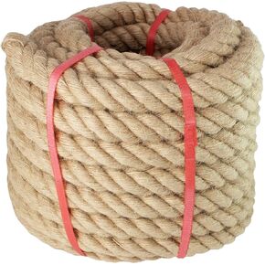 Manila Rope 1 Inch x 100 Feet, Twisted Manila Rope Thick Rope for Landscaping, Crafts, Sporting,Marine, Projects and Tie-Downs