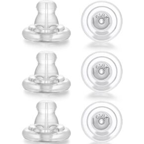 Earring Backs, Silver Silicone Locking Secure Earring Backs for Studs, Hypoallergenice Silicone Earring Backs Replacements for Studs/Droopy Ears, No-Irritate Earring Backs for Adults&Kids (Silver)