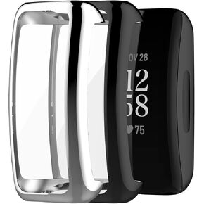 [2 Pieces] Case Compatible with Fitbit Inspire 3/2, Silver High Transparency All-Round Protective Case with Screen Protector, [Anti-Smudge] [Scratch-Resistant] TPU -Black Rose Gold in Saudi Arabia