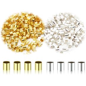 1000PCS Crimping Beads for Jewelry Making,2mm Bead Stopper Tube Column Stoppers,Used for DIY Handmade Works Such as Earrings, Bracelets, Beading, Etc（Two Colors）