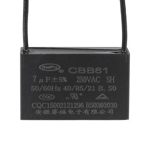 YOKIVE Ceiling Fan Capacitor CBB61, Metallized Polypropylene Film Capacitor Great for Fans Pumps Motors Running (7uF 250V AC 2 Wires 50/60Hz)