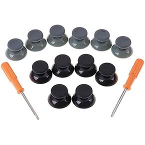 6Pcs Mushroom 3D Analog Stick Joystick Thumbsticks Caps with Screwdriver Tool for Xbox 360 Gamepad Controller (Black)