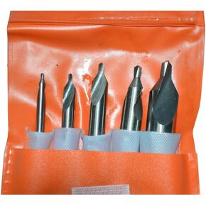 5 Piece HSS 60 Degree Combined Lathe Mill Center Drill Bit Countersink Bit Set Tool HSS M2 - Pouch Packed # 1,2 3,4,5