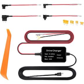 Dash Cam Hardwire Kit, Mini USB Hard Wire Kit for Dashcam, 12V-24V to 5V Car Dash Camera Charger Power Cord, 10.5ft Length Cord for Dash Cameras Universal Car Accessories