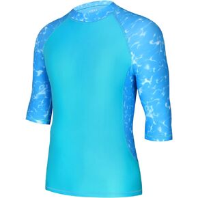 Men's Short Sleeve Rash Guard, UPF 50+ Swim Shirts for Men, SPF Sun Protection Shirts for Fishing Swimming