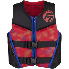 Full Throttle Youth Rapid Dry Flex Back Life Jacket, Red