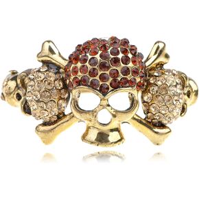 Alilang Shine Clear Topaz Rhinestones Gothic Punk Skull Crossbone Halloween Bangle Bracelet