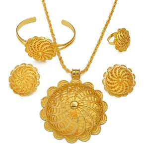 Big Ethiopian Jewelry - Ethiopian Jewelry for Women Set - Big Pendant Necklace Earrings Bracelet Ring African Ethiopian Jewelry Sets Eritrean Traditional Ornaments