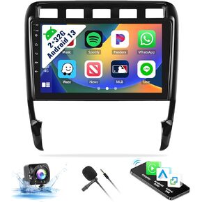 SIXWIN Android 13 Car Radio for Porsche Cayenne 2003-2010 2G+32G with Apple Carplay Android Auto Mirror Link 26UI Bluetooth 9 inch Touchscreen with GPS Navigation WiFi EQ FM Backup Camera MIC