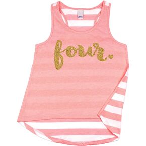 Bump and Beyond Designs Girl 4th Birthday Outfit Four Year Old Birthday Girl Tank Top