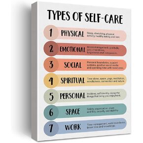 Mental Health Wall Art Therapy Office Decor Self Care Poster Framed Canvas Print Anxiety Relief Painting Picture Wall & Tabletop Decoration 12"x15"