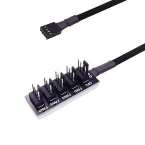 PWM Fan Hub Splitter Gomass PC CPU Cooling 4 PIN/3PIN Fan Power Cable Hub Splitter Adapter Sleeved PWM Case Fan Splitter for 12V Desktop Computer Cooler Case Fans 1 to 5 Way