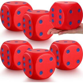6 Pack 4" Extra Large Dice Stress Ball Giant PU Foam Dices with Dots 6 Sided Cube Jumbo Soft Slow Rising Dice Toys for Anxiety Stress Relieve Get Your Lucky Numbers Party Favors (Colorful)