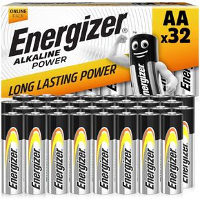 Energizer AA Batteries, Alkaline Power, 32 Pack, Double A Battery Pack - Amazon Exclusive (Packaging May Vary)