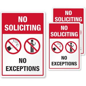 SmartSign "No Soliciting No Exceptions Stickers" Set of 3 (1) 3.75" x 5.5" Label and (2) 2.75" x 4" Labels | EG Reflective Labels for Doors, Windows, Glass