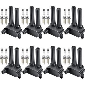 MAS Set of 8 Ignition Coils Pack&16Pcs Iridium Spark Plugs 4469 Compatible with Dodge Challenger Charger Durango Ram 1500 2500 3500 Replacement For UF504 C1649 UF601 52-2061