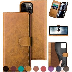 for iPhone 12/12 Pro 6.1" Genuine Leather Wallet case 【RFID Blocking】【4 Credit Card Holder】【Real Leather】 Flip Folio Book Phone case Protective Cover Women Men for Apple 12 case Black in Kuwait