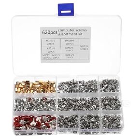 MECCANIXITY 620Pcs Computer Motherboard Screws Kit, Motherboard Standoffs Screws for Computer Case Hard Drive Motherboard Cooler Fan Graphic Cards