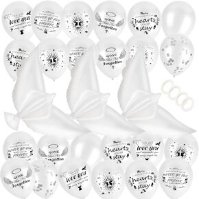 40 Pcs White Dove Memorial Balloons to Release in Sky White Funeral Balloons for Life Party Remembrance Decorations Personalized Biodegradable Balloons for Dove Balloons Memorial Release