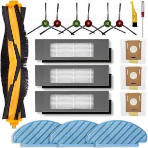 MZY LLC Replacement Parts for Ecovacs Deebot OZMO 920/950/T5/T8/T8 AIVI/T8 Max/N7/N8+/N8 Pro/N8 Pro Vacuum, Includes 1 Main Brush, 3 HEPA Filters, 3 Side Brushes, 3 Mop Pads, 3 Dust Bags