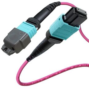 5ft OFNP MTP/MPO Fiber Cable 12 Strand Female, MTP to MTP OM4 Multimode Fiber Optic Ptach Cord, Type B Plenum MTP Jumpers