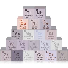 20 Pcs Element Cube Set 0.39 Inches Periodic Table of Elements Pure Tungsten Cube Molybdenum Titanium Copper Iron Niobium Tin Cobalt Suitable for Element Collection Christmas Gift