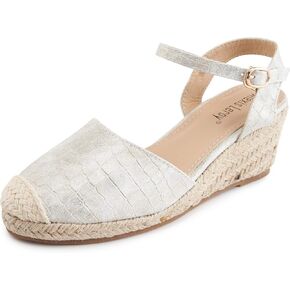 Alexis Leroy Women's Closed Toe Buckle Strap Slingback Espadrilles Wedge Sandals in Kuwait
