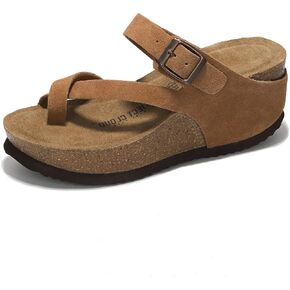 100% Genuine Leather Platform Sandals Women - Memory Foam Womens Sandals & Slippers Beach Essentials - Wedge sandals for Women with Straps - Gifts for Women (Mojito)