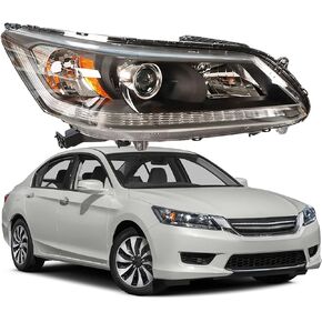 Black Housing Projector Headlight Assembly Driver & Passenger Side Replacement for 2013-2015 Honda Accord 4-Door Sedan Halogen Headlights Headlamps