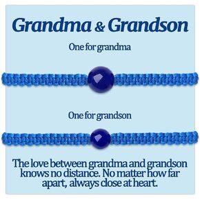 Grandma Grandson Bracelets Gifts for Nana and 2 3 Grandsons Gift from Granny Grammy Mawmaw Gammy Gigi Matching Bracelets Set for 2 3 4 5 Pcs Birthday Beads String Bracelets Adjustable Jewelry with Cards Men Women Ideas