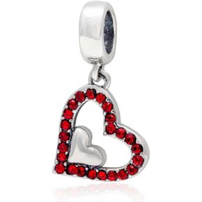 Heart Charm with Crystal Charm 925 Sterling Silver Dangle Charm Love Charm for Pandora Bracelet