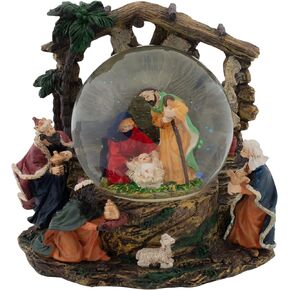 Elanze Designs Holy Family Nativity Wind Up Musical 100MM Sturdy Christmas Glitter Water Snow Globe Tabletop Dresser Figurine Decoration Plays Tune Silent Night