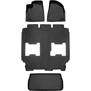 SMARTLINER Custom Fit All Weather 2 Row & Cargo Liner Black Floor Mat Liner Set Compatible with 2021-2023 Chrysler Pacifica Hybrid Limited Models