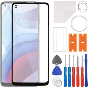 Front Screen Glass Outer Panel Lens Replacement +OCA Compatible with Moto G Power 2021 (No LCD Screen and Touch Digitizer) with Repair Kit