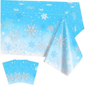 phogary 3pcs عيد الميلاد ندفة الثلج مفرش المائدة الشتاء الثلج البلاستيك غطاء الطاولة الزينة لفصل الشتاء عيد الميلاد حفلة عيد ميلاد لوازم، 51 × 86 بوصة، مستطيلة