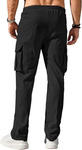 Men's Casual Cargo Sweatpants Waist Drawstring Joggers Hiking Tactical Pants for Men with Pockets in Saudi Arabia