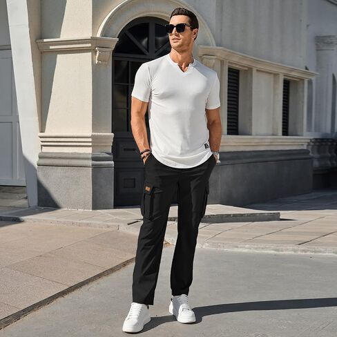 Men's Casual Cargo Sweatpants Waist Drawstring Joggers Hiking Tactical Pants for Men with Pockets in Saudi Arabia